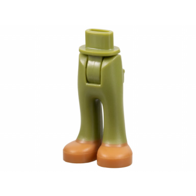 olive green mini doll hips and trousers with back pockets with molded medium nougat shoes pattern - thick hinge