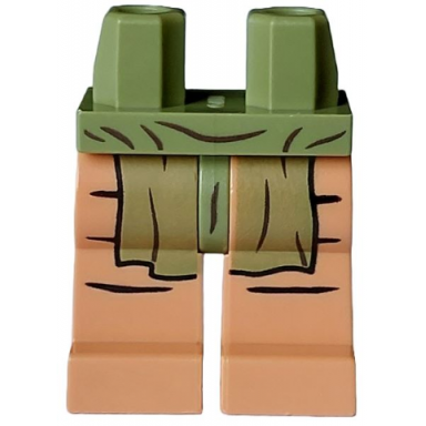 olive green hips and nougat legs with black lines and olive green apron pattern