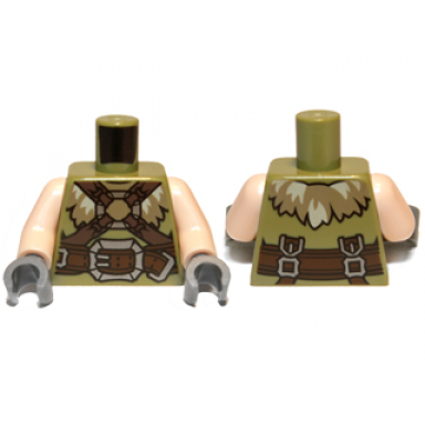olive green torso lotr vest with fur collar straps and buckles pattern light nougat arms dark bluish gray hands