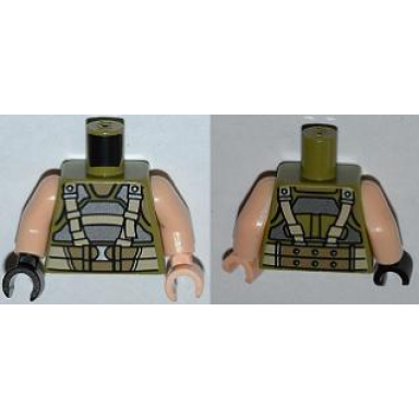 olive green torso batman body armor with suspenders pattern light nougat arms light nougat hand left black hand right