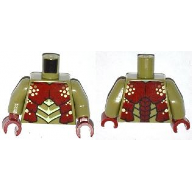 olive green torso galaxy squad mantizoid with dark red yellowish green and black exoskeleton pattern olive green arms dark red hands