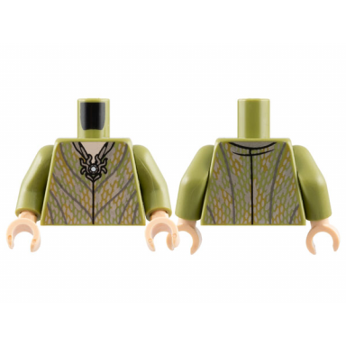 olive green torso robe with silver and olive green chain mail and pendant pattern olive green arms light nougat hands