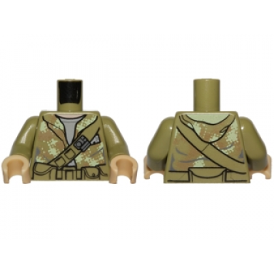 olive green torso hooded sweatshirt camouflage over sand blue shirt diagonal belt and pouches pattern sw endor rebel trooper olive green arms tan hands
