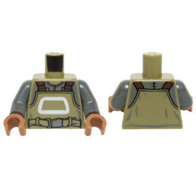 olive green torso sw resistance ground crew overalls work belt and white trapezoid shape pattern dark bluish gray arms medium nougat hands