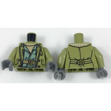 olive green torso jacket over sand green vest with belt pattern steve trevor olive green arms dark bluish gray hands
