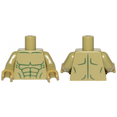 olive green torso bare chest with dark green muscles outline tapered abdominals pattern olive green arms olive green hands