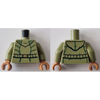olive green torso sw hoodie jacket with dark green lines black belt with gold buckle pattern olive green arms medium nougat hands