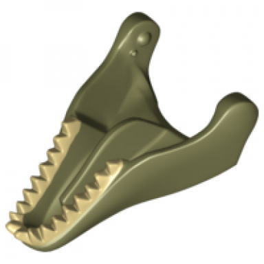olive green dinosaur jaw lower tyrannosaurus rex with tan teeth pattern