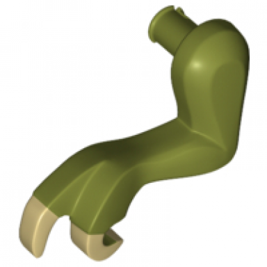 olive green dinosaur leg small front tyrannosaurus rex with tan claws pattern - left