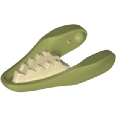 olive green dinosaur jaw lower raptor with tan teeth pattern