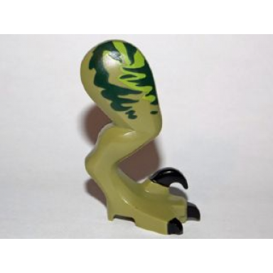 olive green dinosaur leg large rear raptor right with pin with black claws and dark green stripes over lime pattern