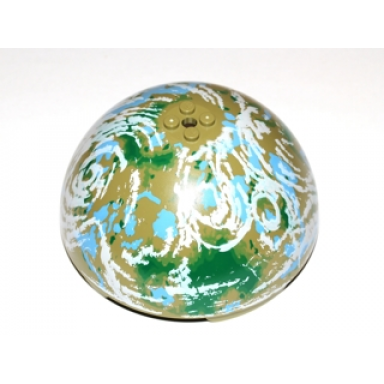 olive green cylinder hemisphere 11 x 11 studs on top with green medium blue and white planet pattern sw endor