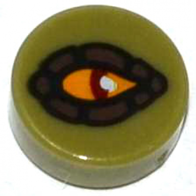 olive green tile round 1 x 1 with eye crocodile pattern