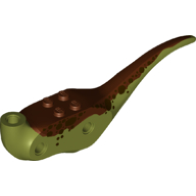 olive green dinosaur body raptor with reddish brown top and dark brown spots pattern