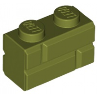 olive green brick modified 1 x 2 with masonry profile