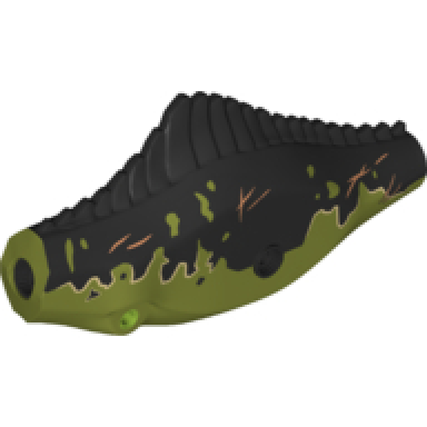 olive green dinosaur body giganotosaurus with black markings and medium nougat scars pattern