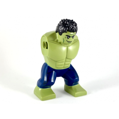 olive green body giant hulk with messy hair and dark blue pants pattern