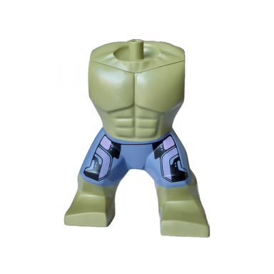 olive green body giant hulk with sand blue pants with black and lavender panels pattern