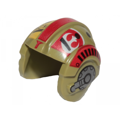 olive green minifigure headgear helmet sw rebel pilot with red stripes white rebel alliance symbol and gray headset pattern resistance bombardier
