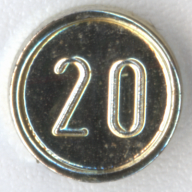 chrome gold minifigure utensil coin type 1 with 20 mark
