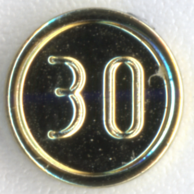 chrome gold minifigure utensil coin type 1 with 30 mark