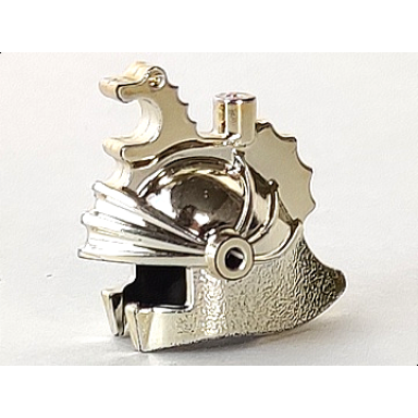 chrome gold minifigure headgear helmet castle with dragon crown top