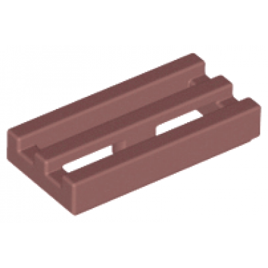 sand red tile modified 1 x 2 grille with bottom groove