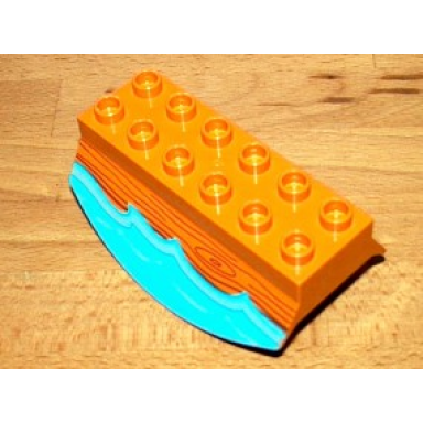 earth orange duplo brick 2 x 6 lower flap extensions with wood and water pattern
