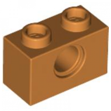 earth orange technic brick 1 x 2 with hole