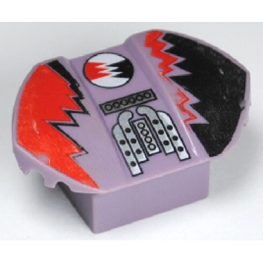 sand purple brick modified 2 x 2 no studs sloped with flared wings with gear pattern