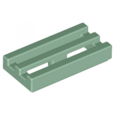 sand green tile modified 1 x 2 grille with bottom groove
