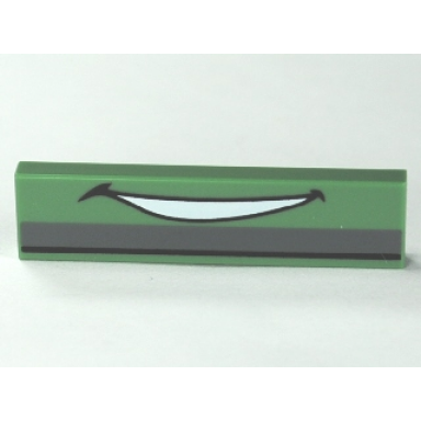sand green tile 1 x 4 with smile pattern