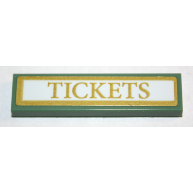 sand green tile 1 x 4 with tickets pattern sticker - set 10259