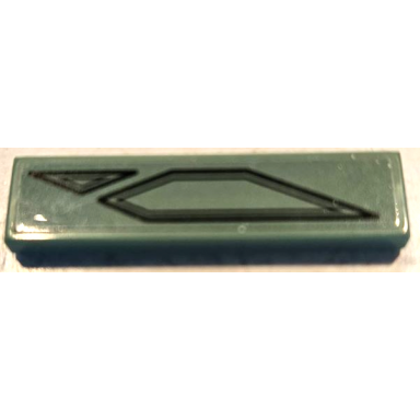 sand green tile 1 x 4 with black lines triangle and pentagon pattern sticker - set 75974
