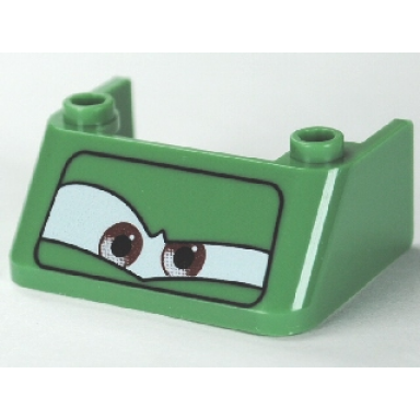 sand green windscreen 3 x 4 x 1 1 3 with 2 studs on top with brown eyes on white background pattern 2