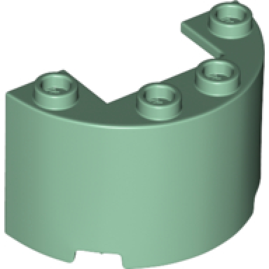 sand green cylinder half 2 x 4 x 2 with 1 x 2 cutout