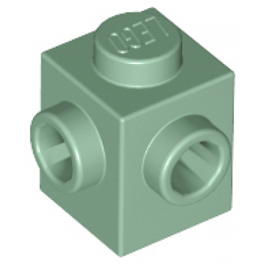 sand green brick modified 1 x 1 with studs on 2 sides adjacent