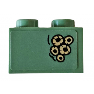 sand green brick 2 x 2 with battle of atlantis pattern 2 sticker - set 76085