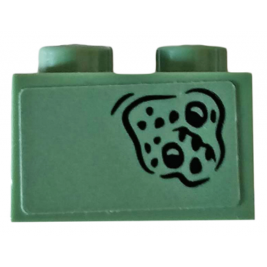 sand green brick 2 x 2 with battle of atlantis pattern 3 sticker - set 76085