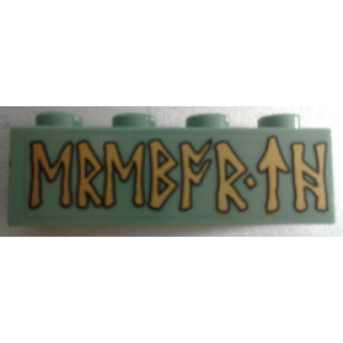 sand green brick 1 x 4 with gold runes pattern sticker - set 79018