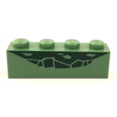 sand green brick 1 x 4 with dark green reptile scale pattern