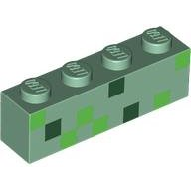 sand green brick 1 x 4 with bright green and dark green squares pattern brickheadz alex abdomen
