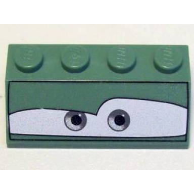 sand green slope 45 2 x 4 with gray eyes on white background pattern