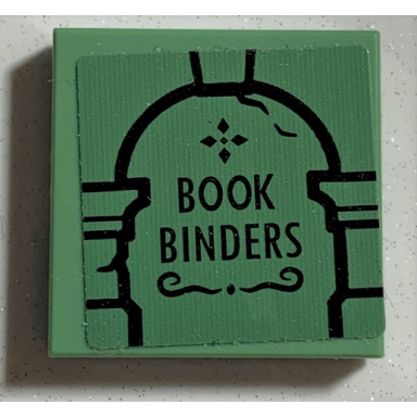 sand green tile 2 x 2 with black archway and book binders pattern sticker - set 75978