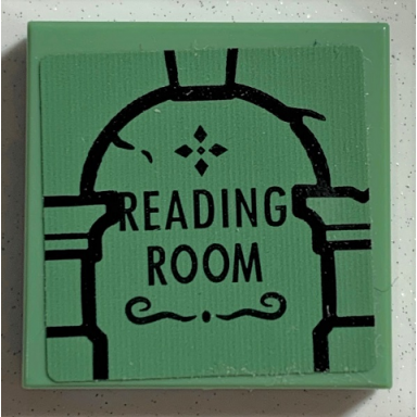 sand green tile 2 x 2 with black archway and reading room pattern sticker - set 75978
