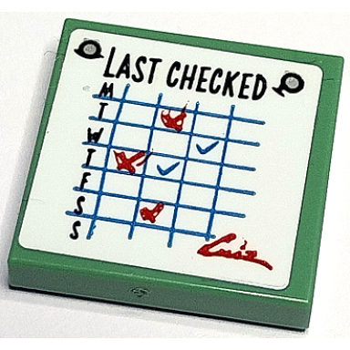 sand green tile 2 x 2 with black last checked dark azure grid and check marks red crosses and signature pattern sticker - set 70430