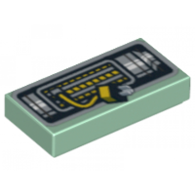 sand green tile 1 x 2 with black silver and yellow cables pattern