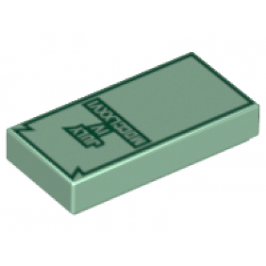 sand green tile 1 x 2 with dark green july iv mdcclxxvi pattern