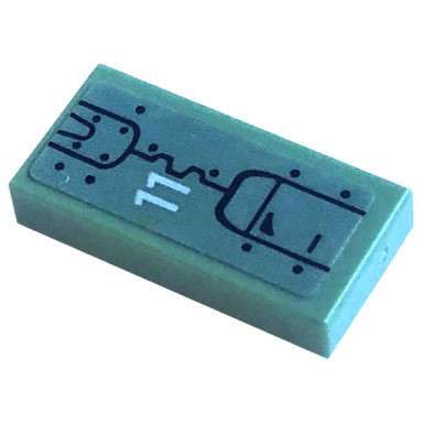 sand green tile 1 x 2 with white 11 and black rivets and lines pattern sticker - set 75571