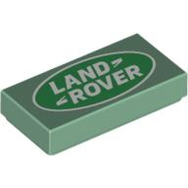 sand green tile 1 x 2 with land rover logo pattern